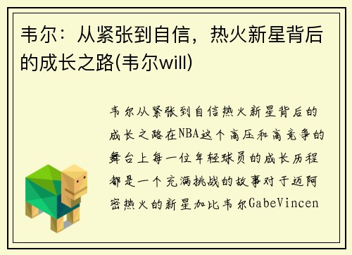 韦尔：从紧张到自信，热火新星背后的成长之路(韦尔will)